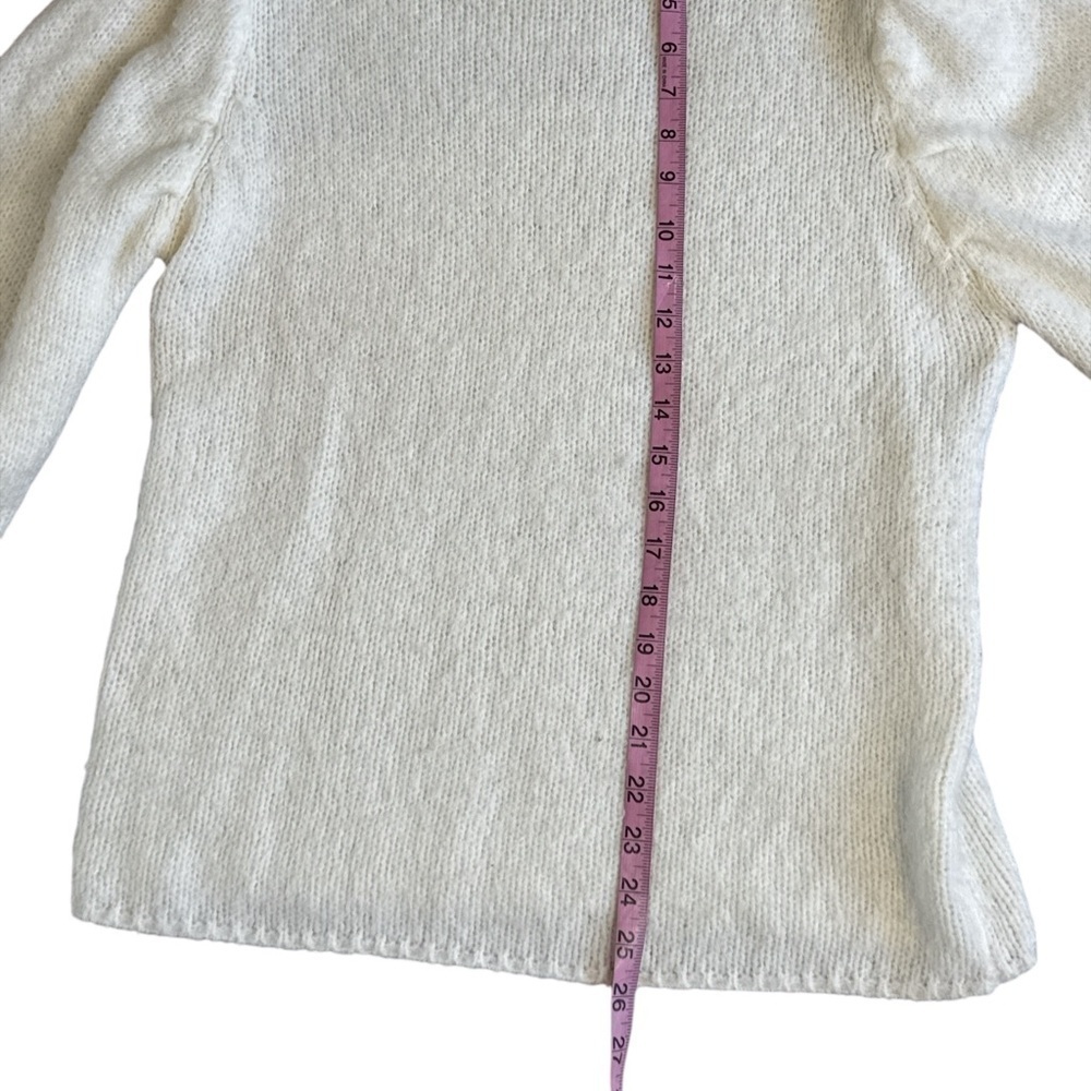 Love Tree White Knit Puff Sleeve Sweater Medium - Picture 8 of 8